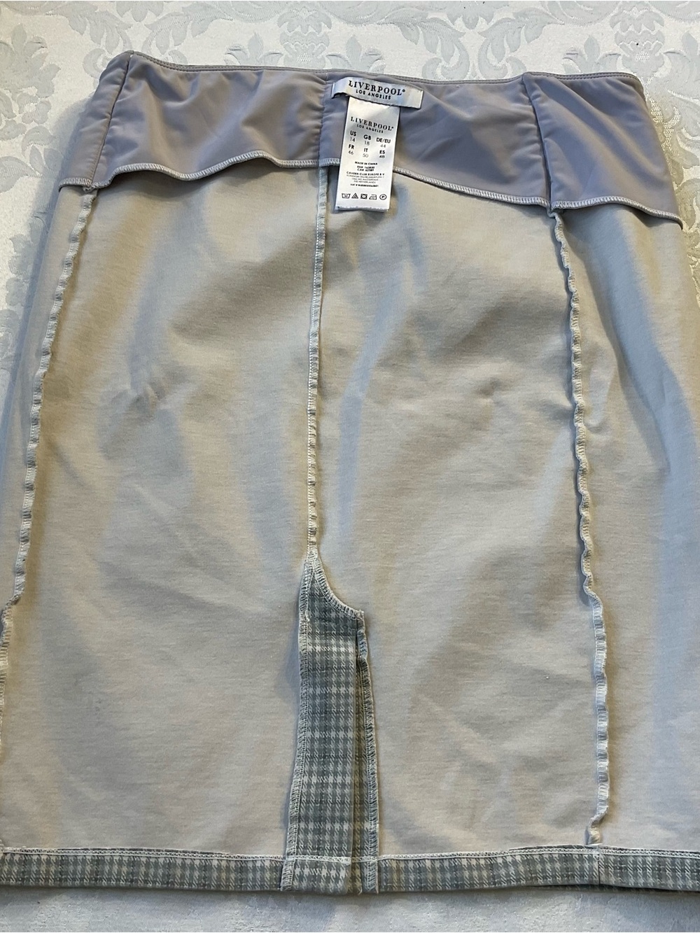 Liverpool Los Angeles Grey Patterned Stretch Pull On Knit Pencil Skirt Size 14 - Picture 8 of 8
